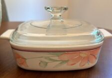Corning Ware Peony Floral A1 B Covered 1 Liter Casserole w/ Pyrex lid picture