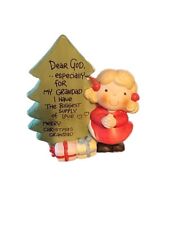 1983 Enesco - Dear God Kids - Little Girl and Tree - Merry Christmas Grandad picture