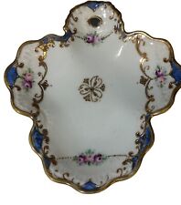 Antique Nippon Intricate Handpainted Floral Trinket Tray Dish Bone China 3D Gold picture