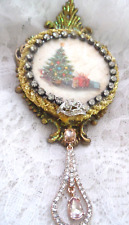 Beaded Ornament -  HANDMADE PORCELAIN w/VINTAGE RHINESTONES, JEWELS & TRIM picture