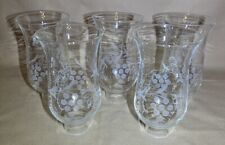 Set of 5 Vintage 6  1/2” Glass Hurricane Candle Lamp Shade Globe Etched Grapes picture