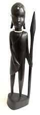 Vintage 60s Hand Carved Wood Traditional African Tribal Warrior Tanganyika 12” picture