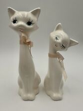 White Porcelain Cats w/Pink Bow, set of 2, UCGC Taiwan picture