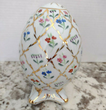 Formalities by Baum Bros. Hand Painted Porcelain Decorative Egg 10kt Gold Trim picture