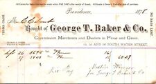 Baker Co Providence RI 1878 Billhead Flour & Grain Merchants picture