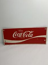 Vtg Coca Cola 18” x 7” Cardboard Sign, Soda Fountain Topper Store Display Ad picture