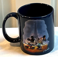 RARE 3-D Mickey,Minnie Disney Store PARIS, EIFFEL TOWER LOVE Blue Coffee Mug picture