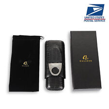 Galiner Travel Leather Cigar Case W/ Cigar Cutter Tube Box Holder 2ct Portable picture