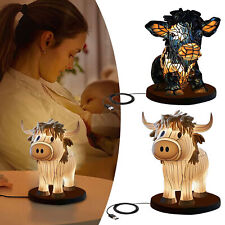 1*20cm Cute Cow Table Lamp Bedside Table Lamp Bedside Lamp w/ USB A+C Ports Gift picture