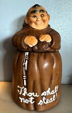 Vintage Late 1960'S FRIAR MONK THOU SHALT NOT STEAL Brown Ceramic Cookie Jar USA picture