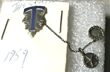 Vtg1959 Thespian Pin Theater Drama Silver color metal, blue enamel & 2 Tiny Pins picture