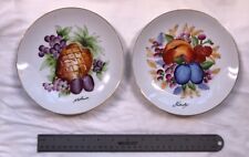 Set of Two Vintage Handpainted/Signed Decorative Plates: Fruit Themed; ca 1960 picture