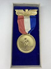 1957 Nat'l Board PRP Rifle Match-Blackinton Medal 36mm Bronze R/W/B Ribbon/ case picture