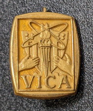 Vintage VICA Gold Tone Lapel Vocational Industrial Clubs Torch Pin Pinback Award picture