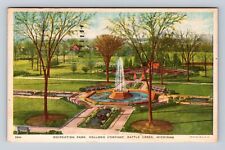 Battle Creek MI-Michigan, Fountain in Recreation Park, Vintage c1936 Postcard picture