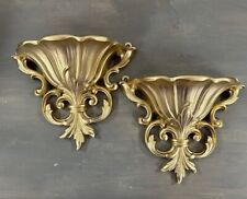 Vintage Homco Hollywood Regency Ornate Gold Acanthus Wall Pockets Planter Plaque picture