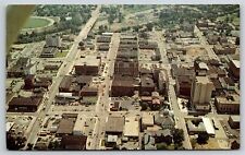 Anderson Indiana~Air View Downtown Scene~Vintage Postcard picture