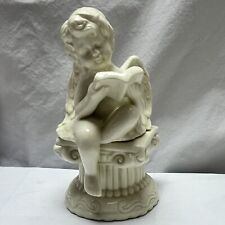 Lovely Reading Sitting Cherub Angel Porcelain Figurine 5 1/2