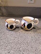 Set of 2 Vintage Rooster Ceramic Measuring 1/2 Cup & 1/4 Cup Farmhouse picture
