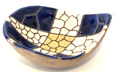 Vintage Keramos Mosaic Pottery Bowl Judaism Signed Hand Painted Israel No. 913 picture