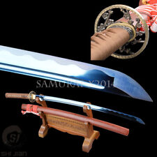 Functional Elegant Blue Blade Japanese Samurai Katana Sword Red Lacquered Saya picture