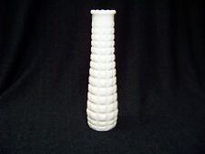 Rare Vintage E. O. Brody Quilted Waffle Milk Glass Bud Vase with Knobbed Rim 9” picture