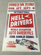 Evergreen Raceway Hazleton Pa. Hell Drivers Stock Car Track Ramber Sedan  Sign picture