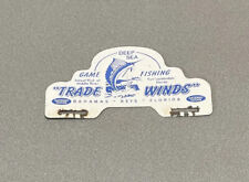 VINTAGE TRADE WINDS FISHING PLATE TOPPER PORCELAIN SIGN CAR GAS OIL TRUCK AUTO picture