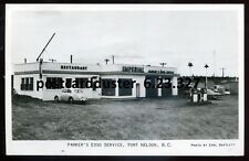 FORT NELSON BC 1950s Parker's Esso Gas Station. Real Photo Postcard by Bartlett picture