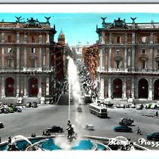 c1950s Rome, Italy Colored RPPC Piazza della Repubblica Panorama Real Photo A115 picture