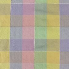 Reclaimed vintage multi-colored gingham checkered cotton fabric 34.5” x 27” picture