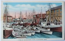 A Few Mackerel Fleet Gloucester MA Harbor Fishing Boats Vintage Linen Postcard picture