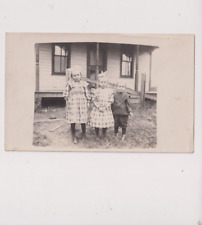 Postcard Real Photo RPPC Kruxo 1907-1920s 3 Children Posing In Front Of House picture