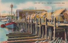  Postcard Low Tide Drying Fish Nets Gloucester MA picture