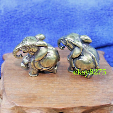 2pcs Brass Elephant Figurine Statue Animal Figurines Toys Desktop Decoration picture
