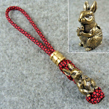 Handmade 550 Paracord Knife Lanyard With Brass Rabbit Bead / Keychains Pendant picture