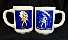 2 Morton Salt Coffee Mug Cups 1921 / 1956 Advertisement When It Rains It Pours picture