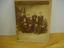 Antique Victorian Family Photo Cabinet Card Men & Women Studio Picture Large 9X7 picture