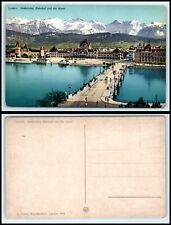 SWITZERLAND Postcard - Luzern, Seebrucke Bahnhof und die Alpen FZ17 picture