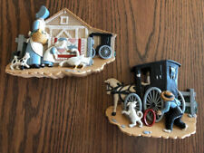 Burwood Products Amish Wall Hanging Décor Plastic Vintage 1995 Set of 2 picture