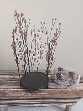 PartyLite Twig and Leaf Candle Holder Taper Pillar Holder Amber Leaves Retired picture