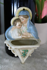 Antique french porcelain MAdonna child pax christi Small holy water font  picture
