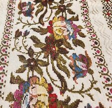 Vintage Loom Woven Fabric Floral Folk Original Furniture Cover Retro Granny Core picture