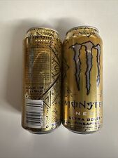 Monster Energy Drink 2-16 FL OZ Can Ultra Golden Pineapple 0 Sugar Rare Limited picture