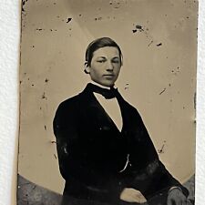 Antique Tintype Photograph Very Handsome Young Dapper Man Suit & Tie picture