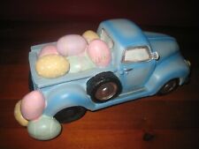 Blue Resin Truck w/Pastel Eggs Easter Spring Shabby Vintage Chic Style 8