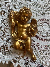 Vintage Wall Mount Gold Cherub Angel Child Figurine Sculpture 9