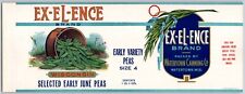 Ex-El-Ence Wisconsin Early June Peas Paper Can Label c1920's-30's VGC picture