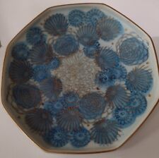  Genuine Kutani Blue Chrysanthemum Peonies Plate picture