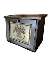 NEW Black wooden Bread Box / primitive style tin door  bread box picture